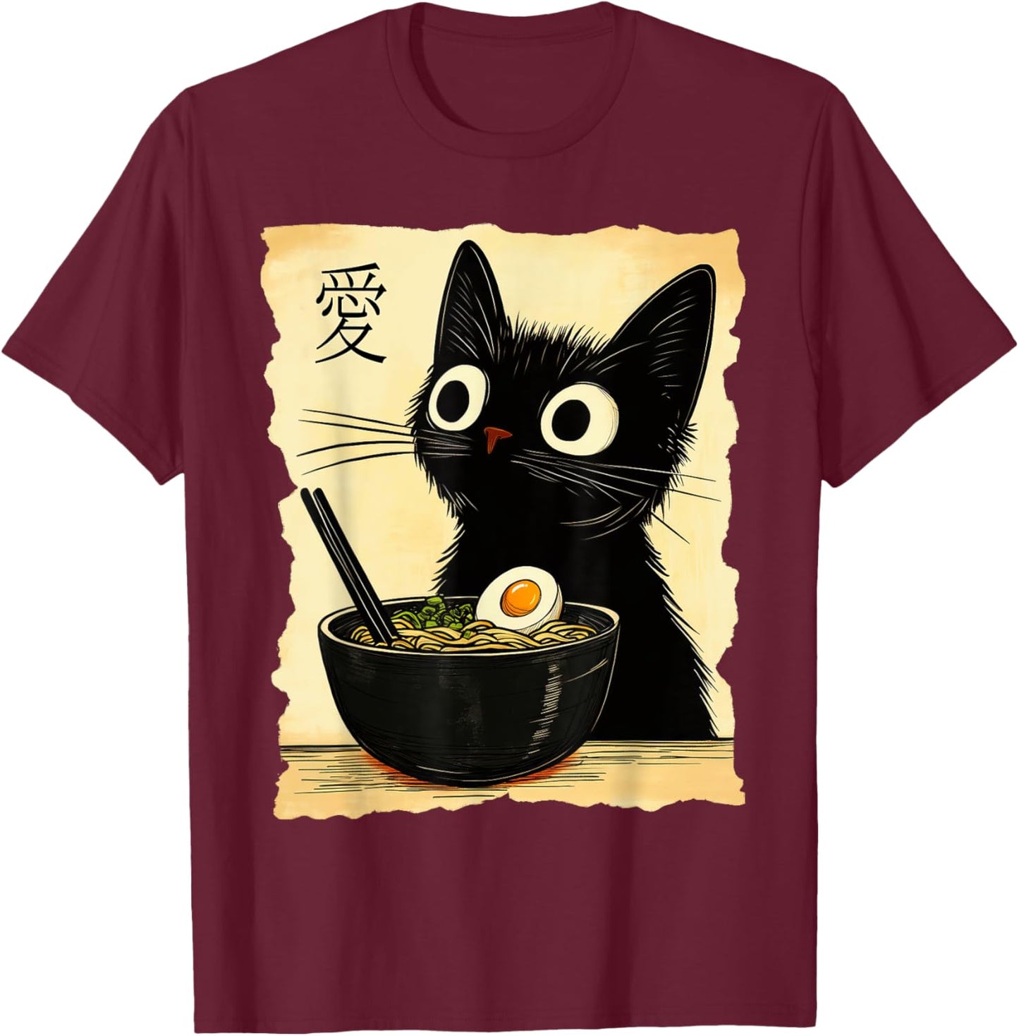 Kawaii Funny Ramen Cat Graphic T-Shirt