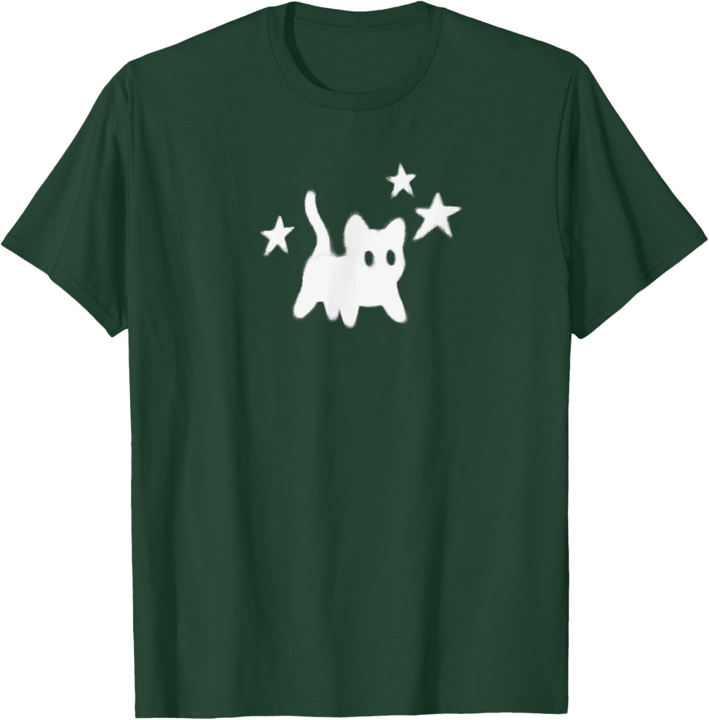 Y2K Scary Cat Under Starry Printed T-Shirt