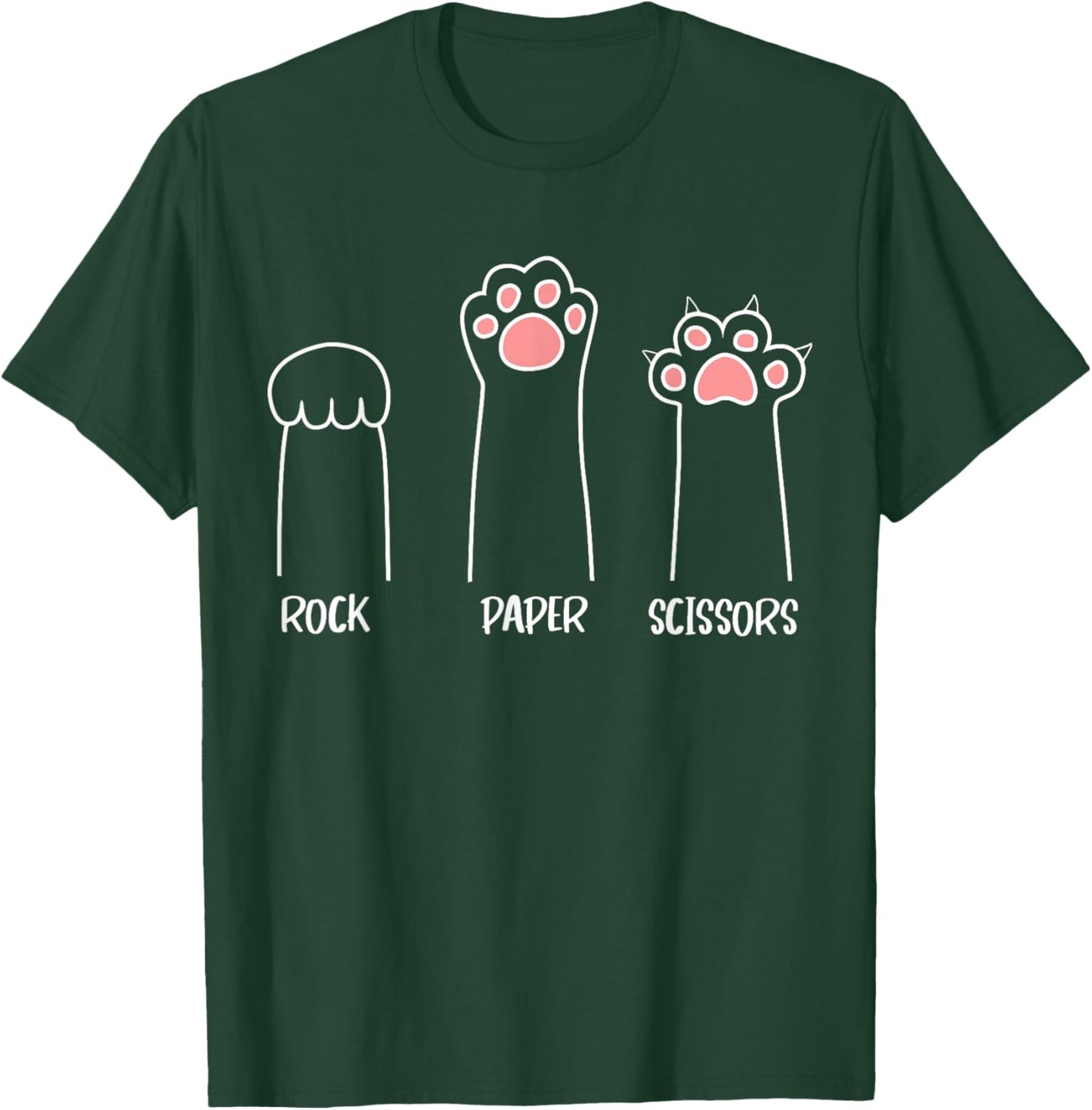 Cat Rock Paper Scissors Cute Paw Print T-Shirt