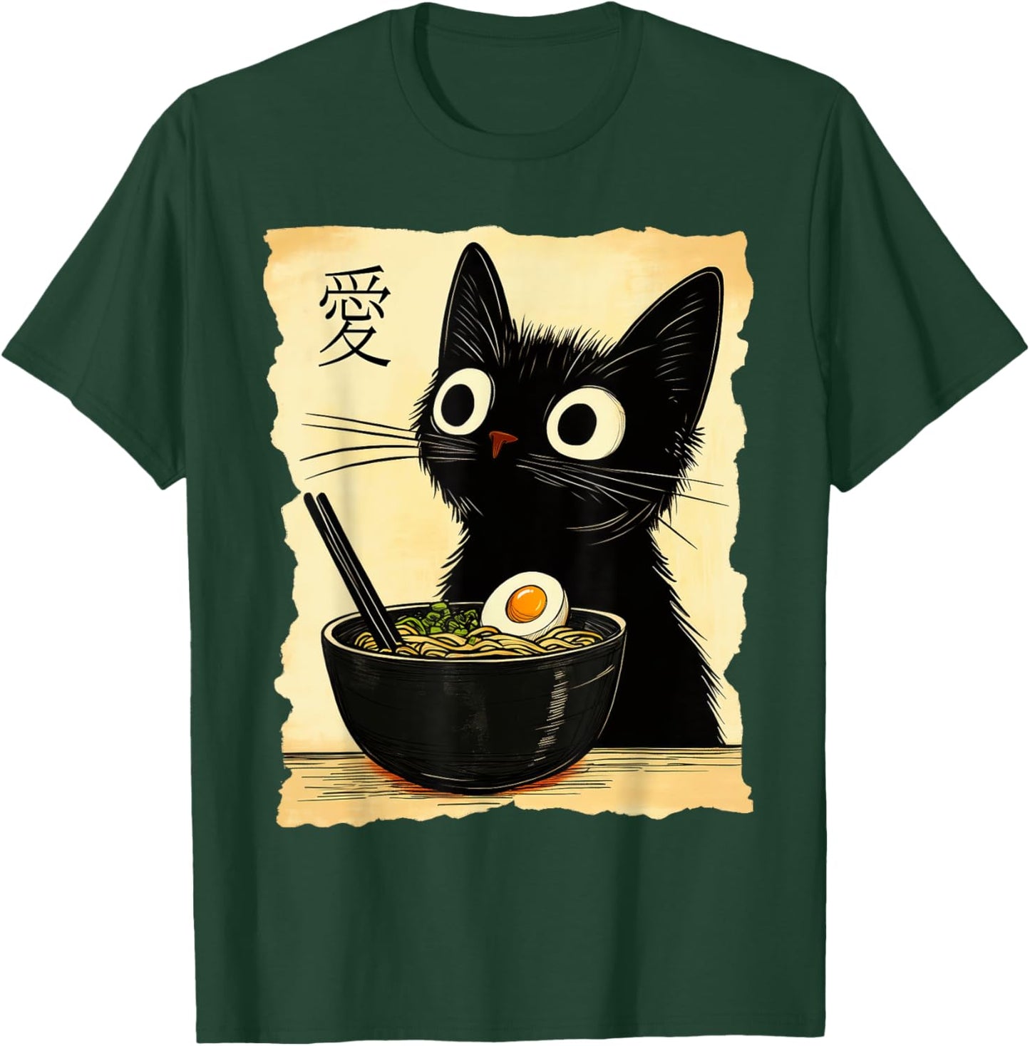 Kawaii Funny Ramen Cat Graphic T-Shirt