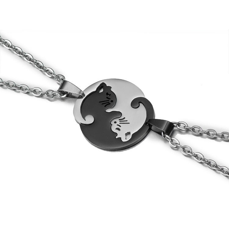 Yin Yang Cat Perfect Matching Couple Necklace Set