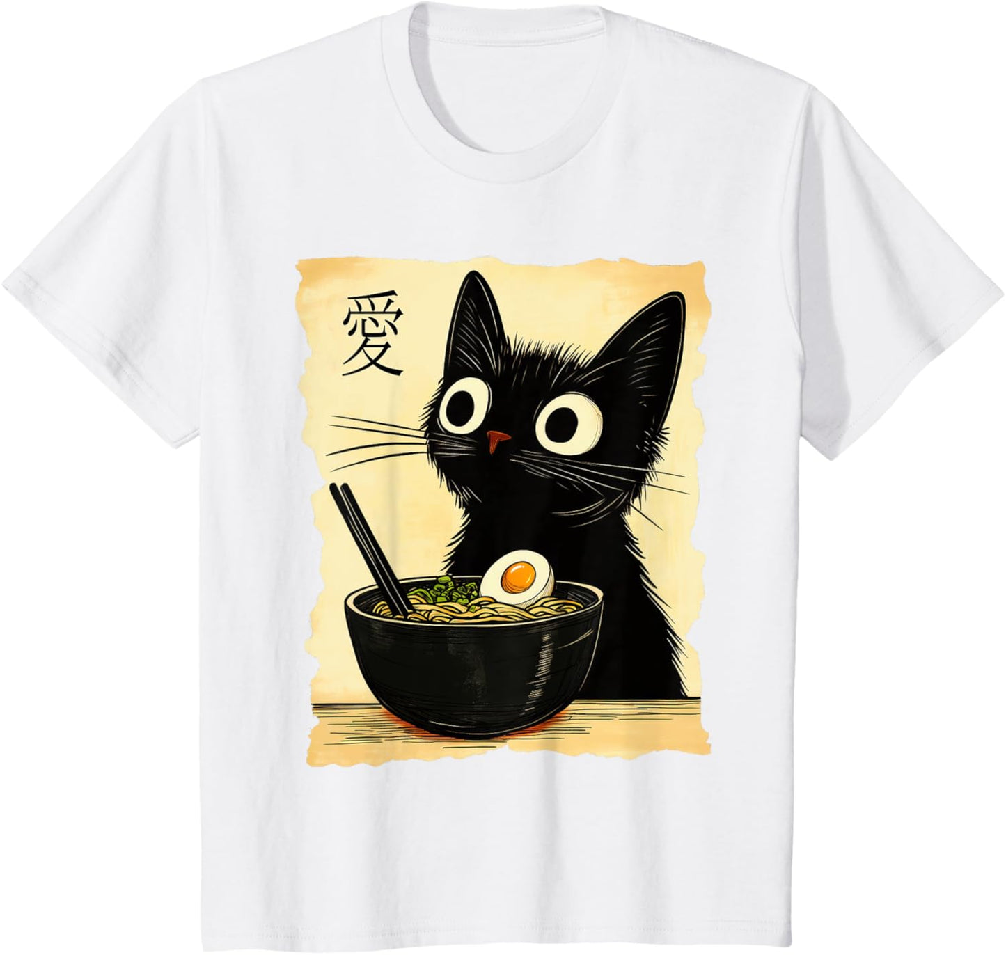 Kawaii Funny Ramen Cat Graphic T-Shirt