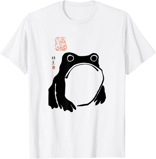 Unisex Grumpy Frog Japanese Art Cotton T-Shirt
