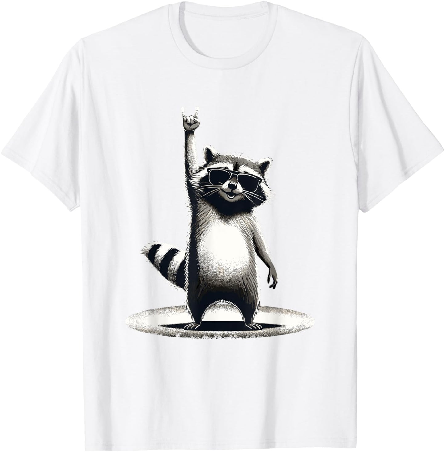 Retro Raccoon Rock Music Funny T-Shirt