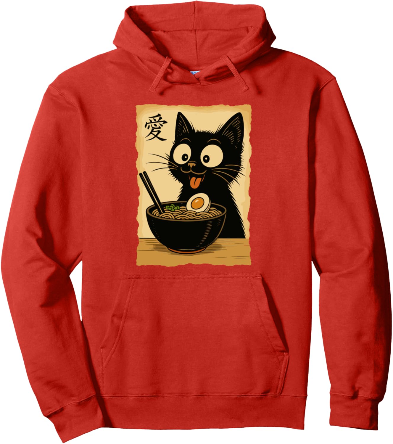 Kawaii Black Cat Eating Ramen Pullover Hoodie