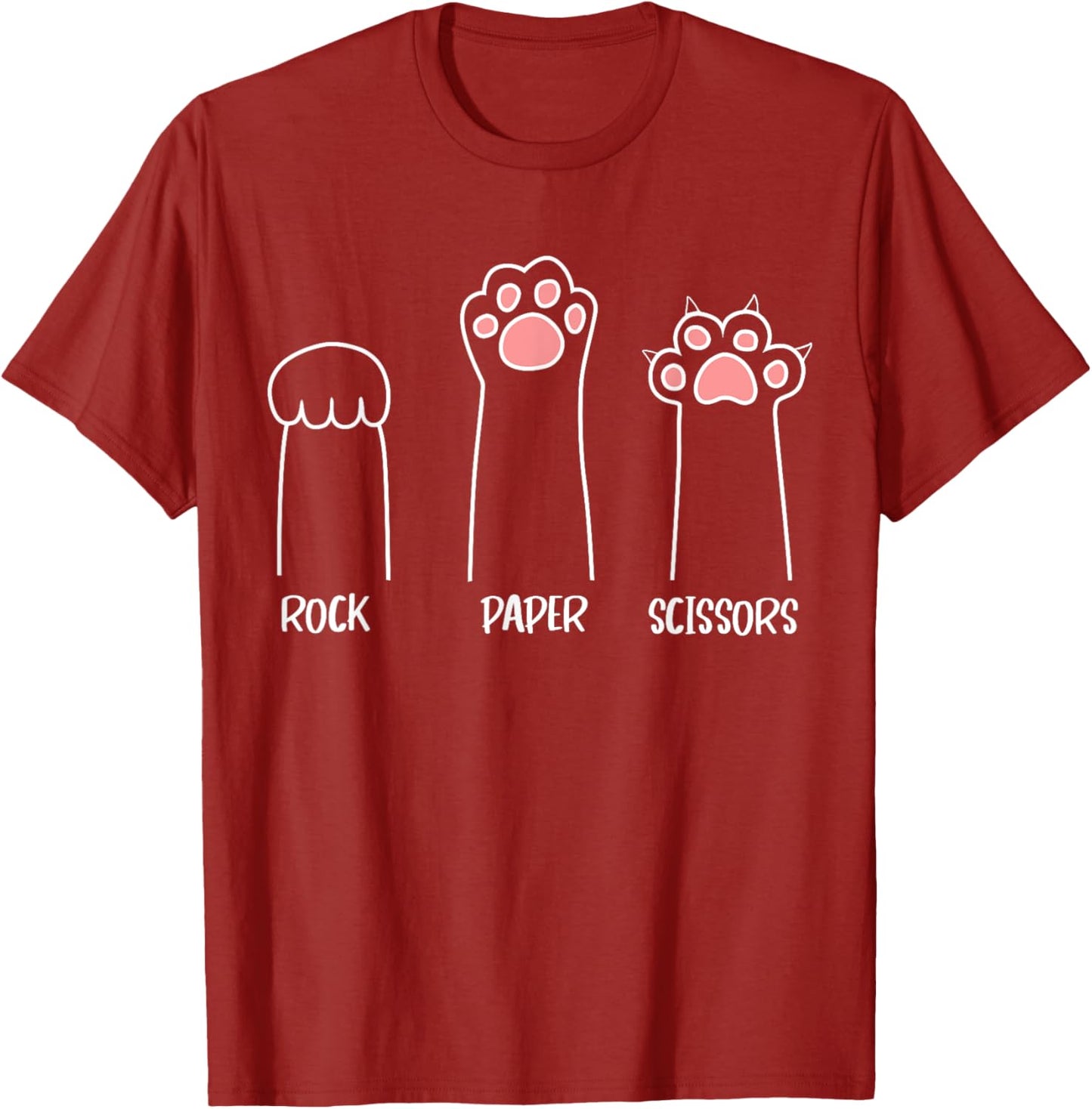 Cat Rock Paper Scissors Cute Paw Print T-Shirt