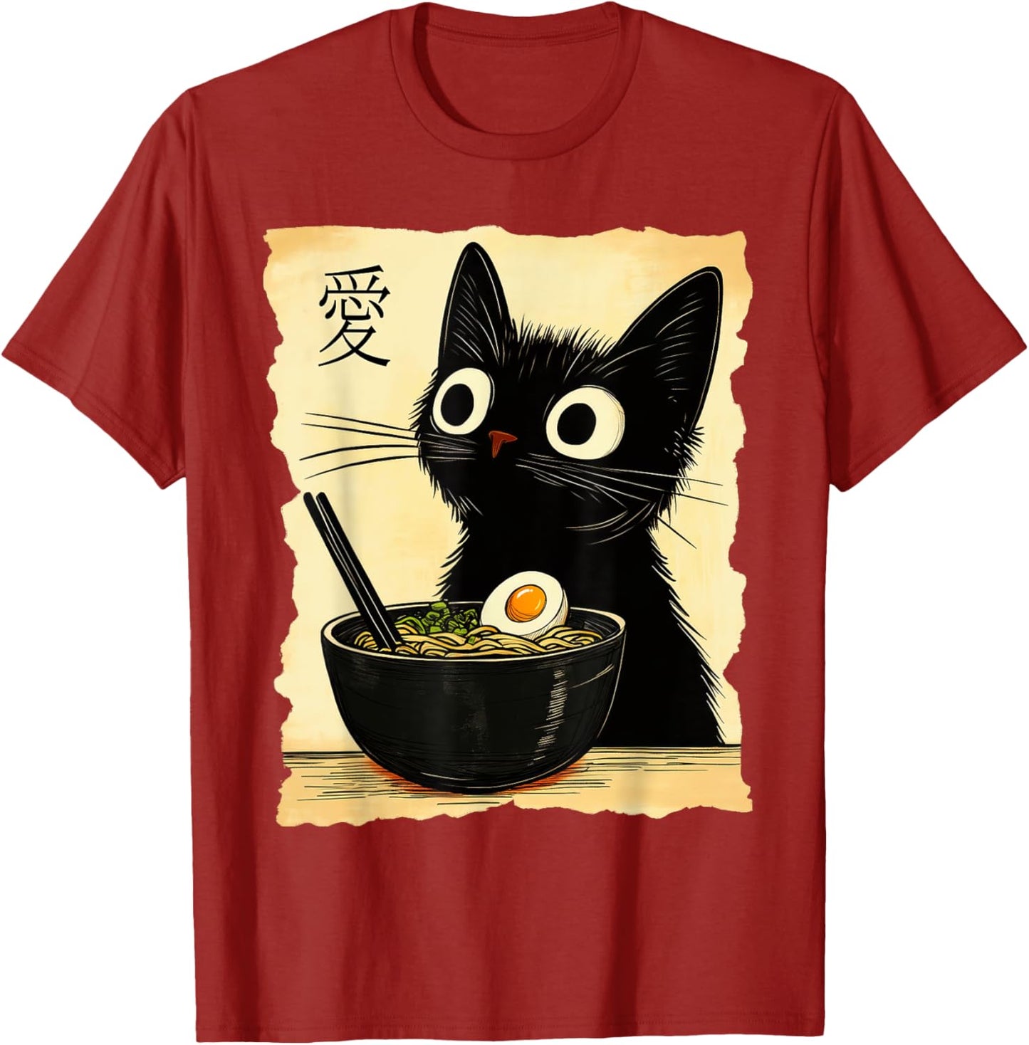 Kawaii Funny Ramen Cat Graphic T-Shirt
