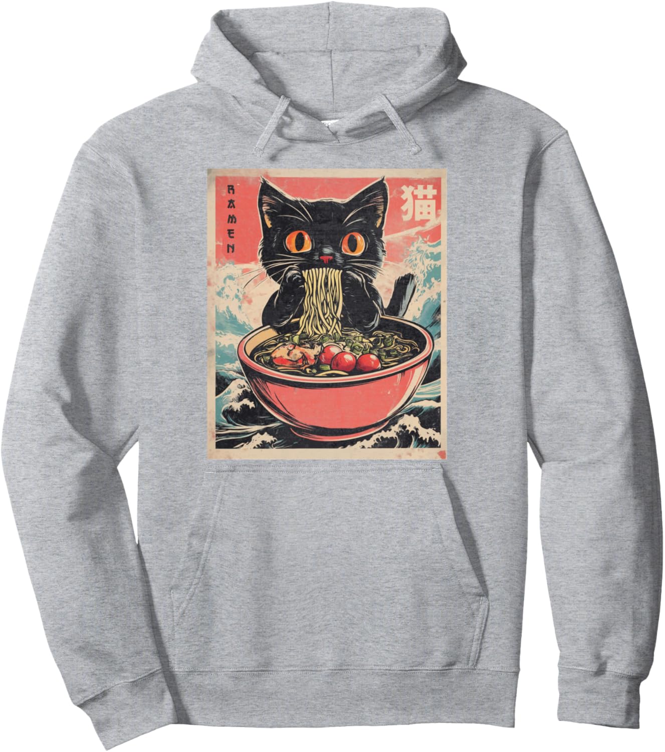Cat Ramen Funny Graphic Pullover Hoodie