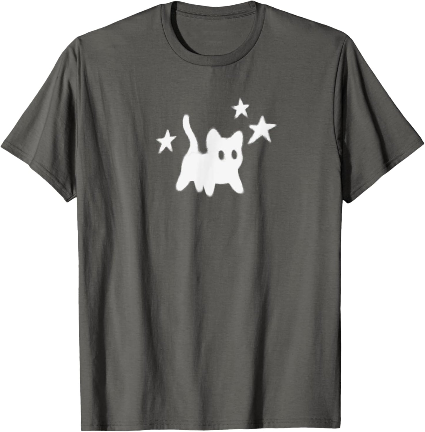 Y2K Scary Cat Under Starry Printed T-Shirt
