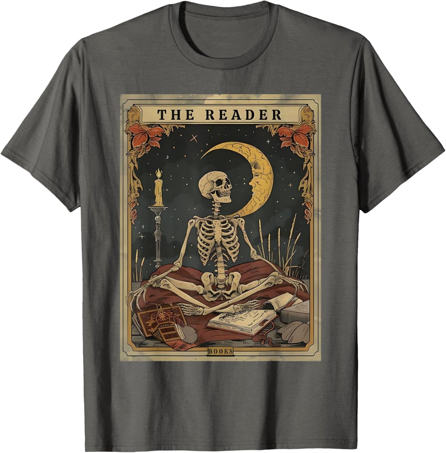 Unisex The Reader Tarot Card Skeleton Reading Shirt