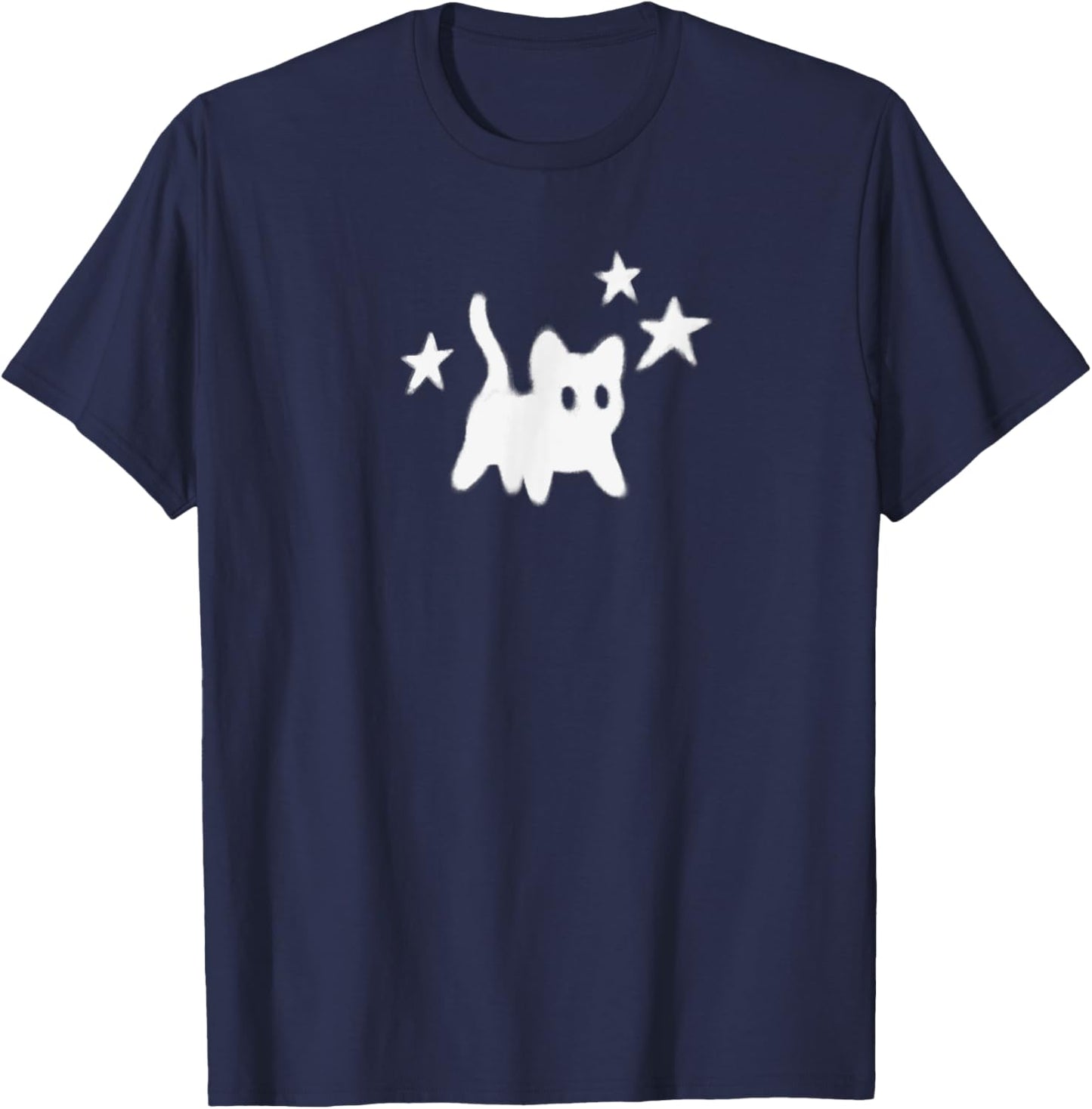 Y2K Scary Cat Under Starry Printed T-Shirt