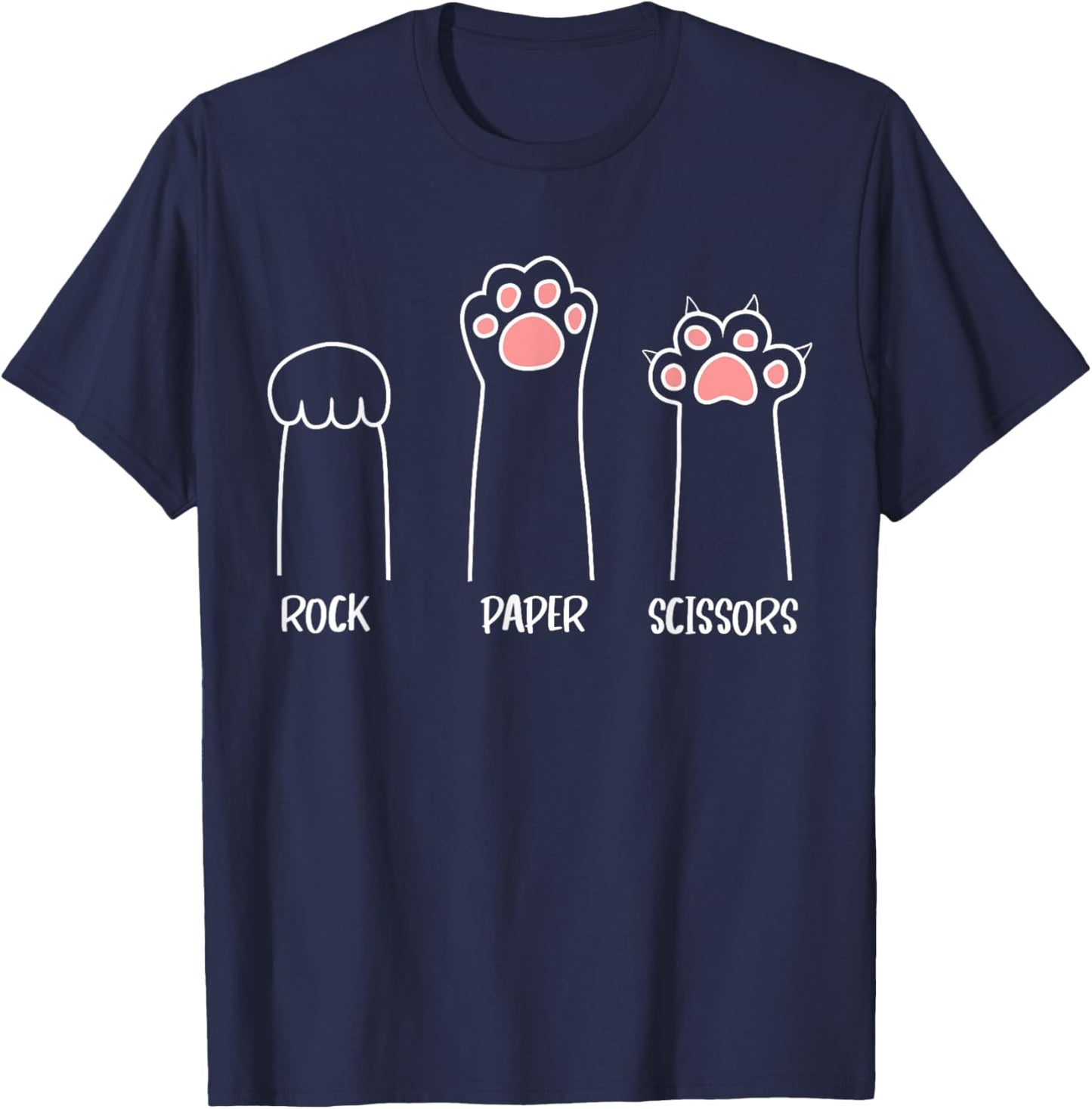 Cat Rock Paper Scissors Cute Paw Print T-Shirt