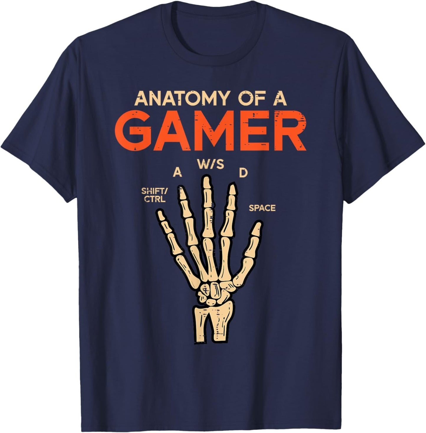 Anatomy Of A Gamer Skeleton Hand Funny Men Boys Kids Teens T-Shirt