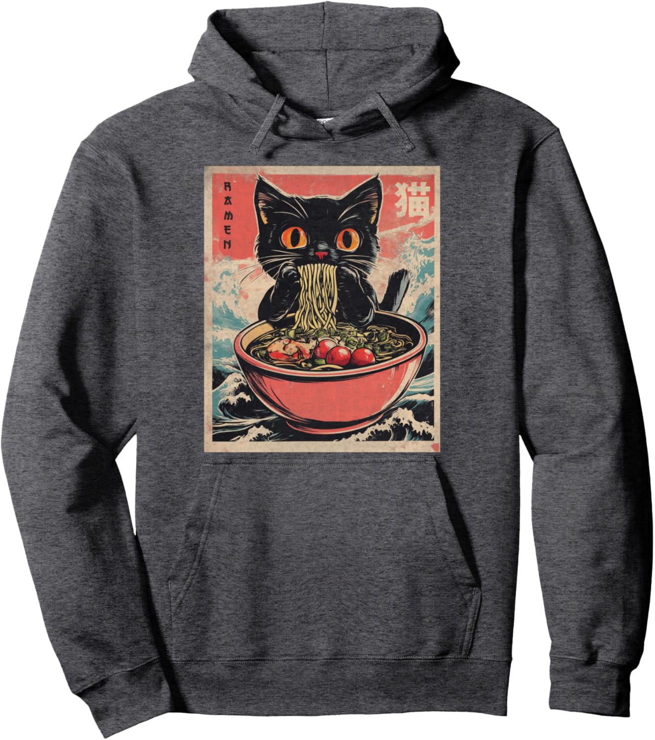 Cat Ramen Funny Graphic Pullover Hoodie