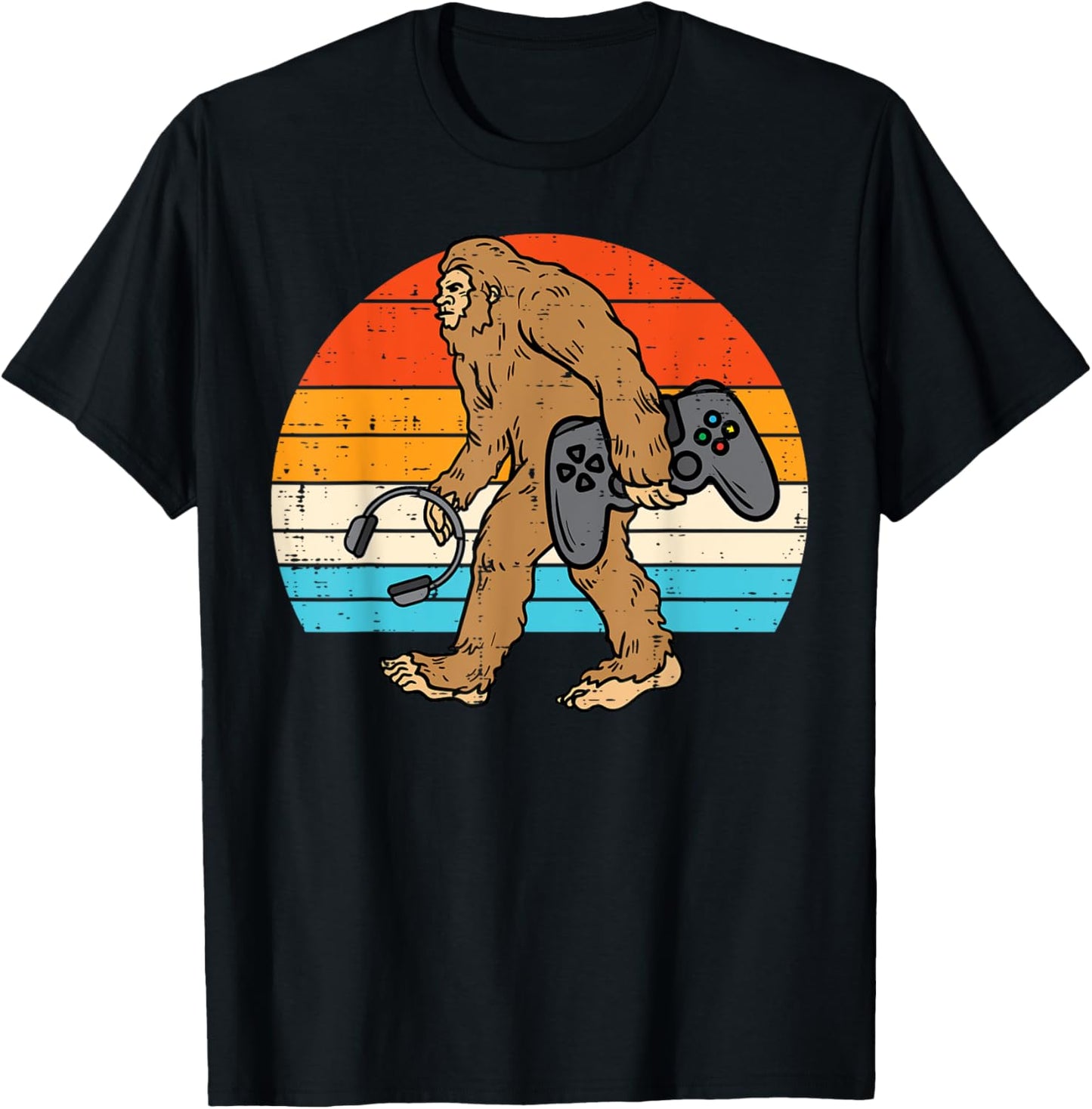 Bigfoot Sasquatch Gamer Retro Gaming Men Boys Kids Teens T-Shirt