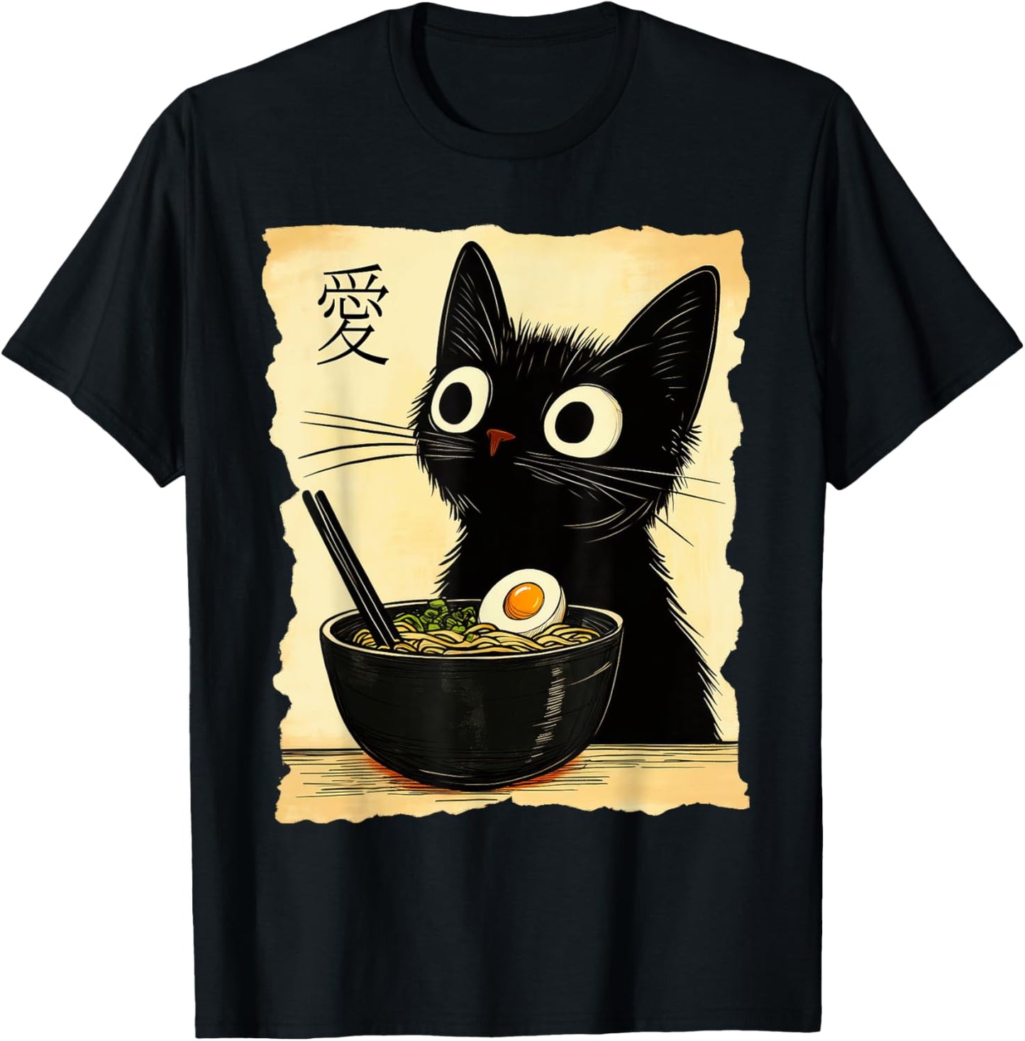 Kawaii Funny Ramen Cat Graphic T-Shirt