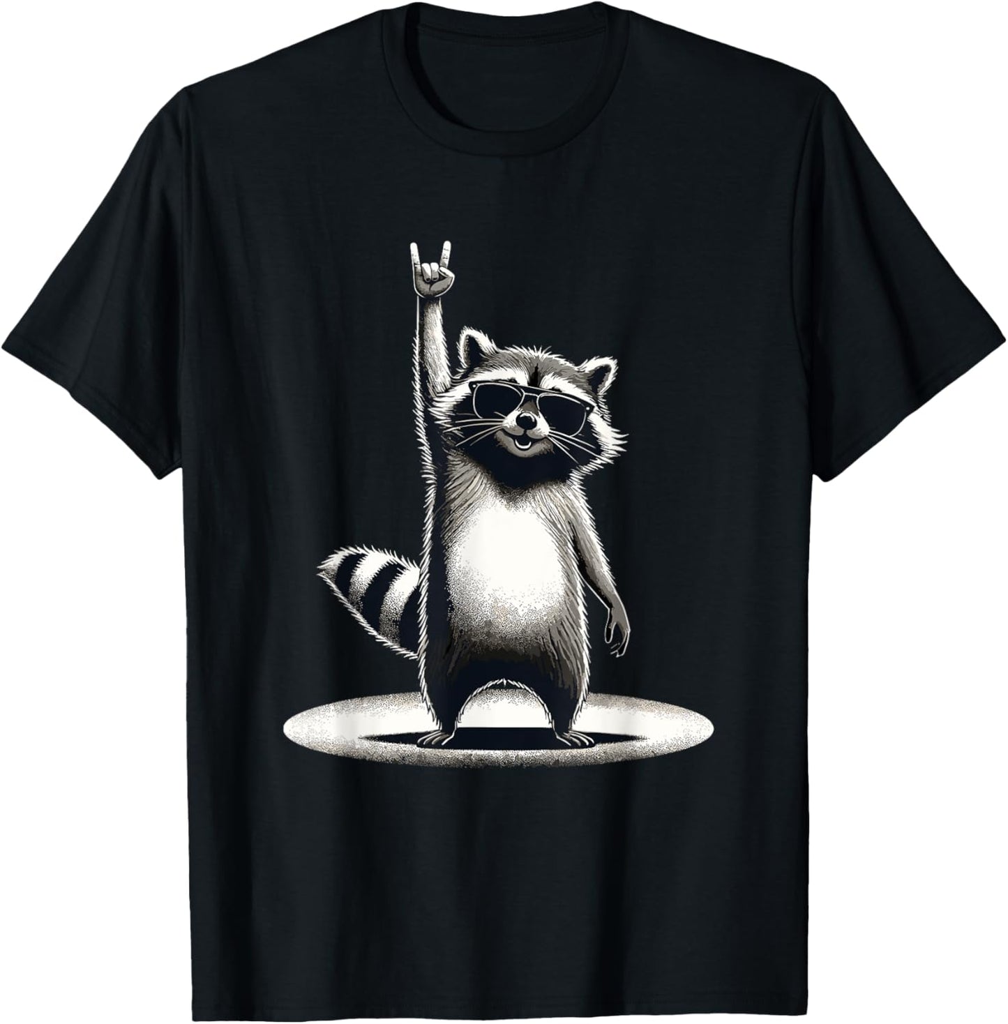 Retro Raccoon Rock Music Funny T-Shirt