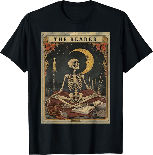 Unisex The Reader Tarot Card Skeleton Reading Shirt