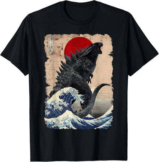 Unisex Vintage Japanese Giant Monster Great Wave T-Shirt