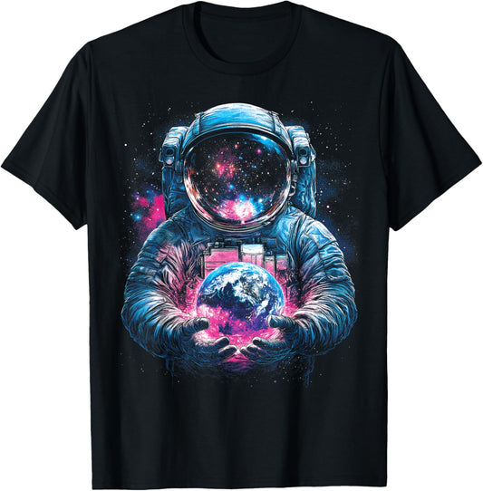 Astronaut Planet Earth Galaxy Graphic T-Shirt