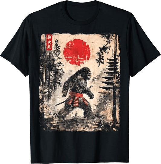 Vintage Samurai Bigfoot Graphic Funny T-Shirt