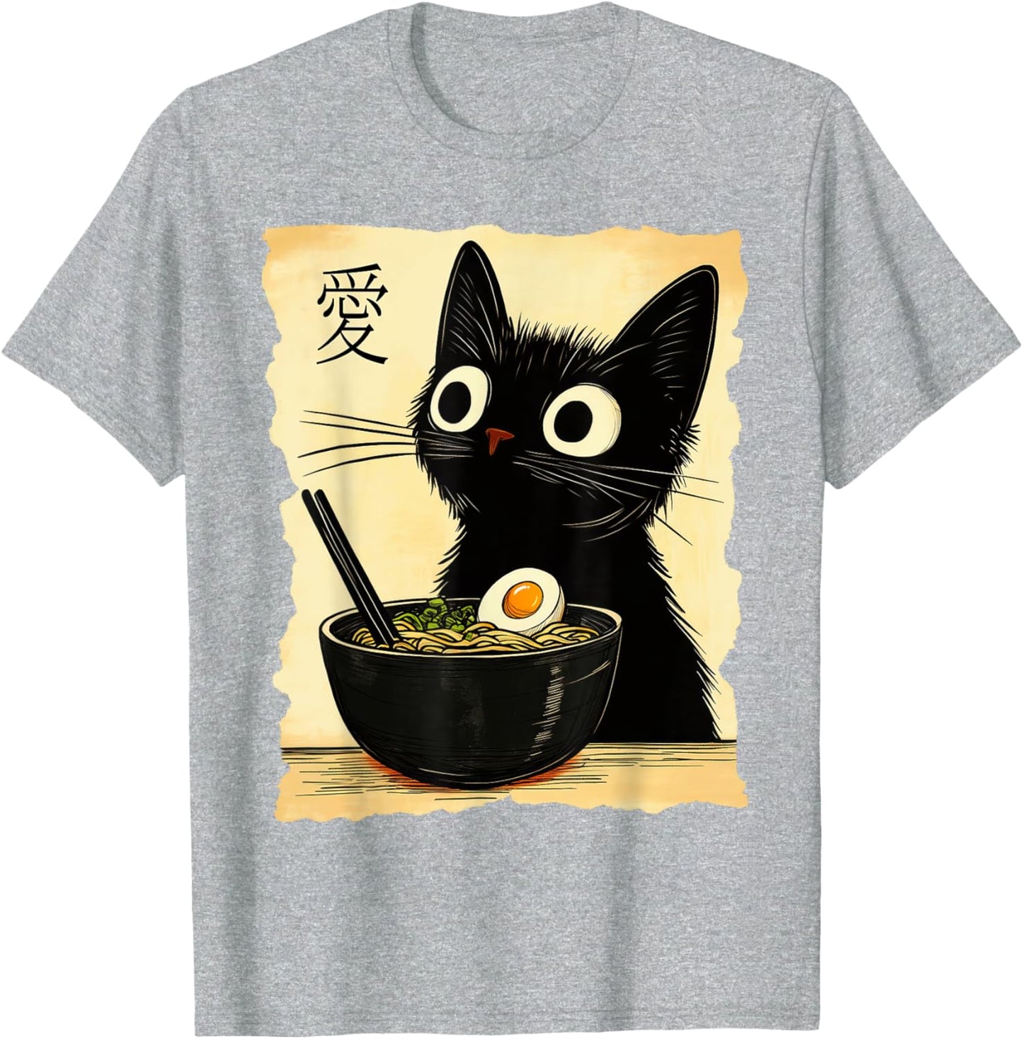 Kawaii Funny Ramen Cat Graphic T-Shirt