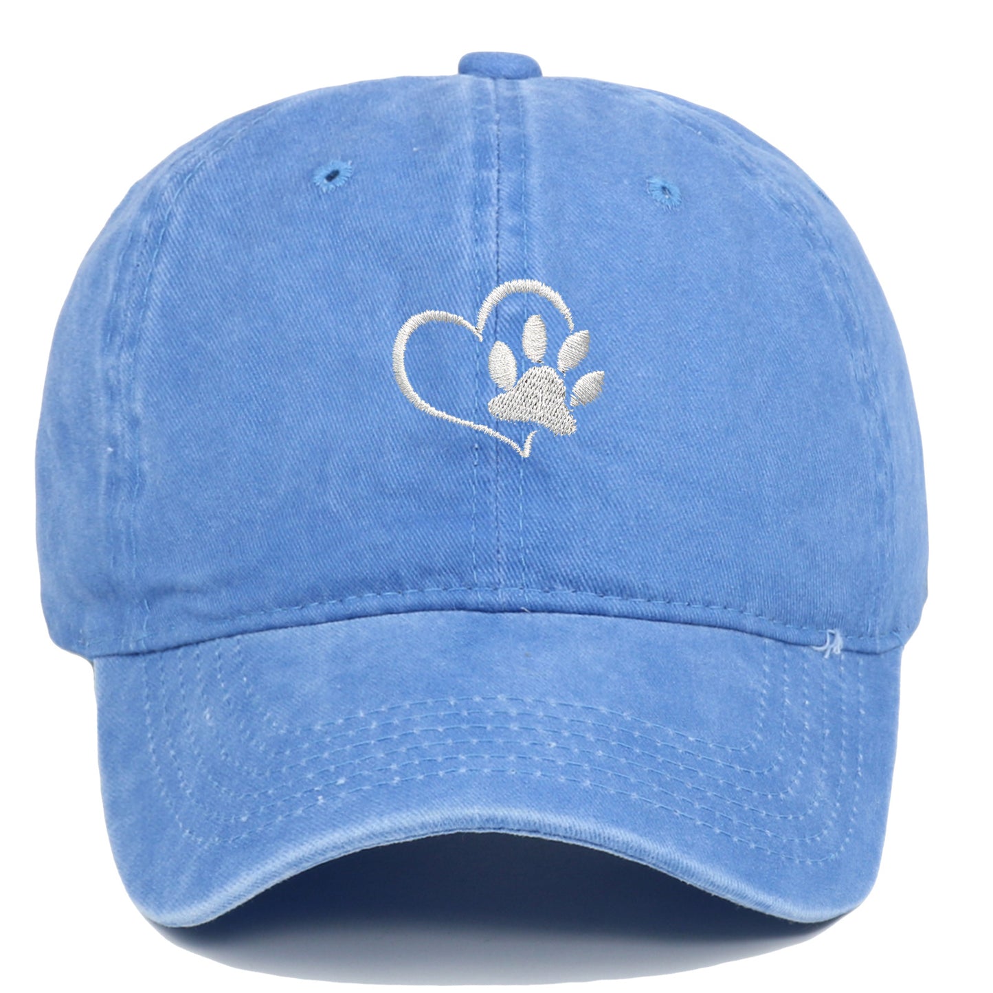 Lovely Dog Paw Washed Embroidery Baseball Cap