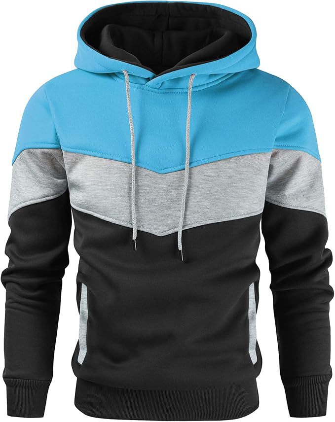 Men's Color Block Casual Sports Hoodie Top