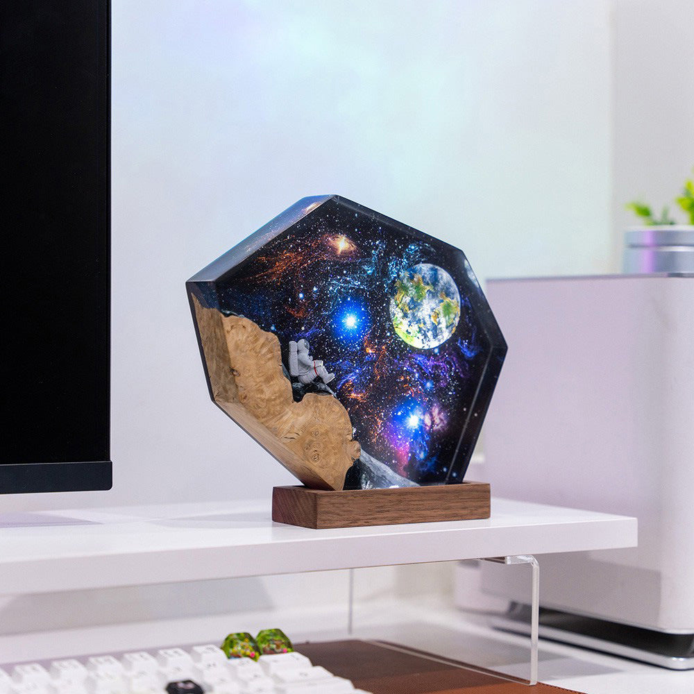 Interstellar Space Galaxy Resin Wood Night Light