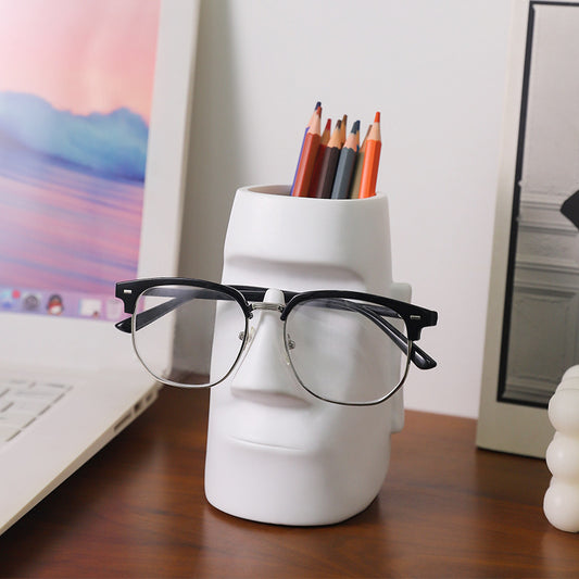 Moai Stone Statue Pen Holder Decoration