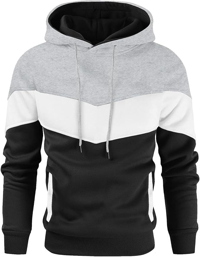 Men's Color Block Casual Sports Hoodie Top