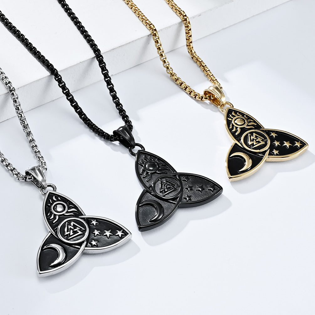 Nordic Triangular Star Moon Sun Mythical Necklace