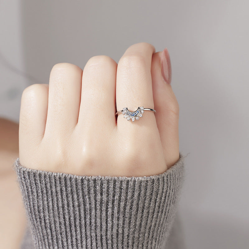 S925 Silver Sun and Moon Couple Ring
