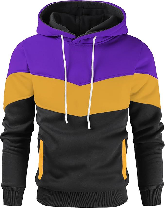 Men's Color Block Casual Sports Hoodie Top