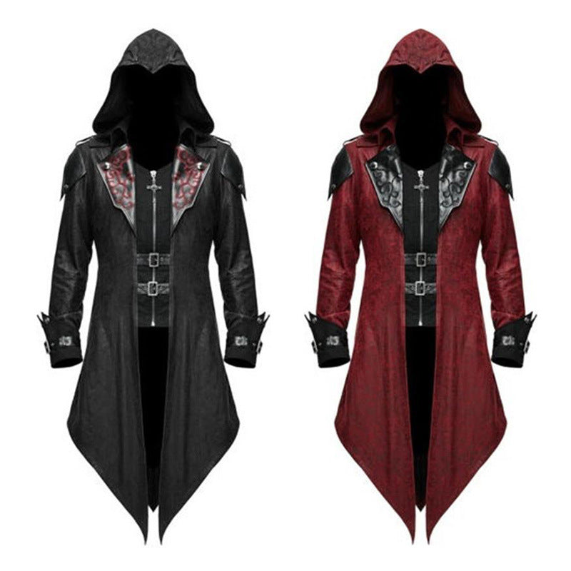Retro Medieval Zipper Hooded Jacket Costume