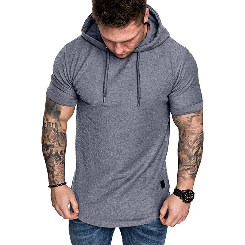 Men's Fitness Sports Hooded T-shirt Top