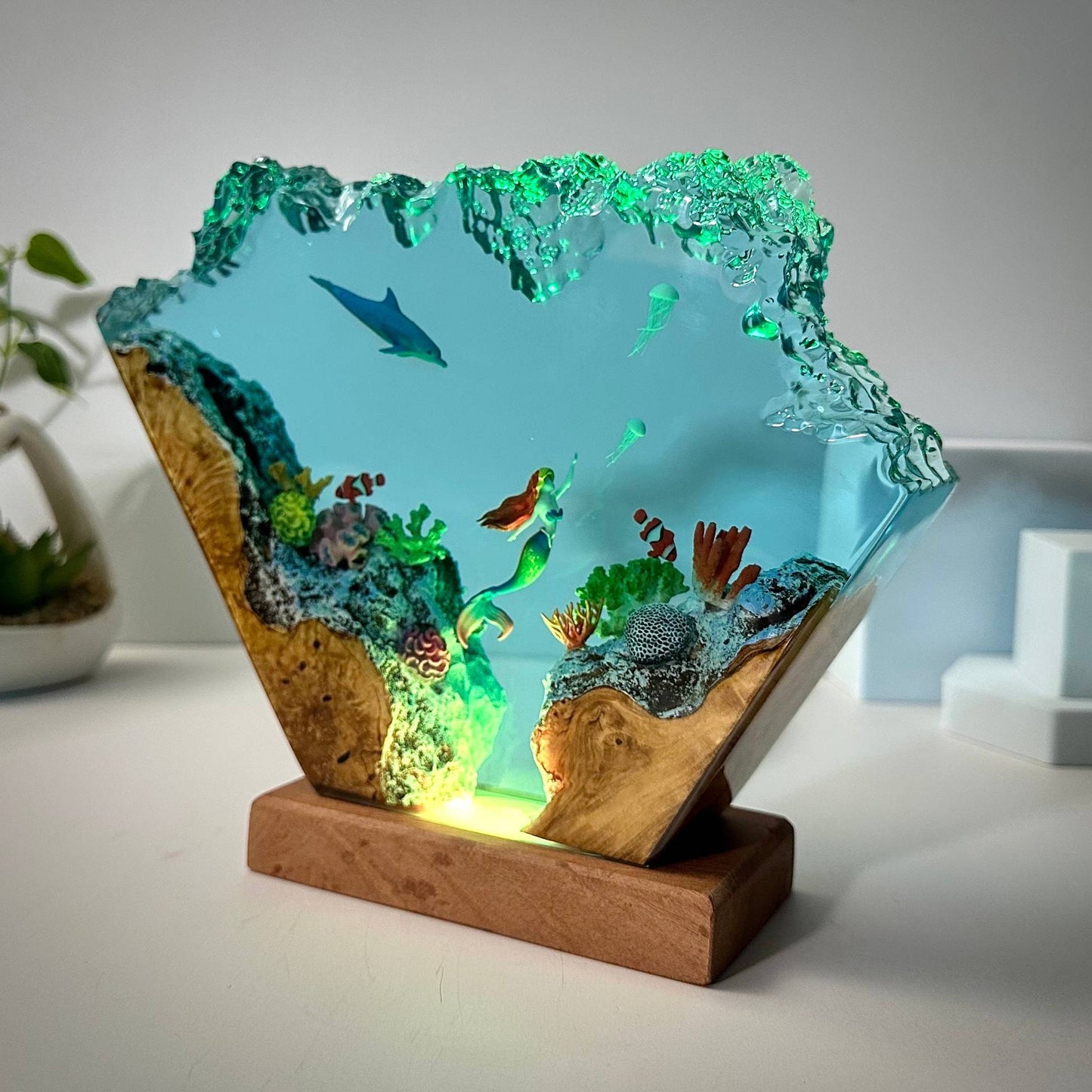 Dolphin and Mermaid Resin Night Light