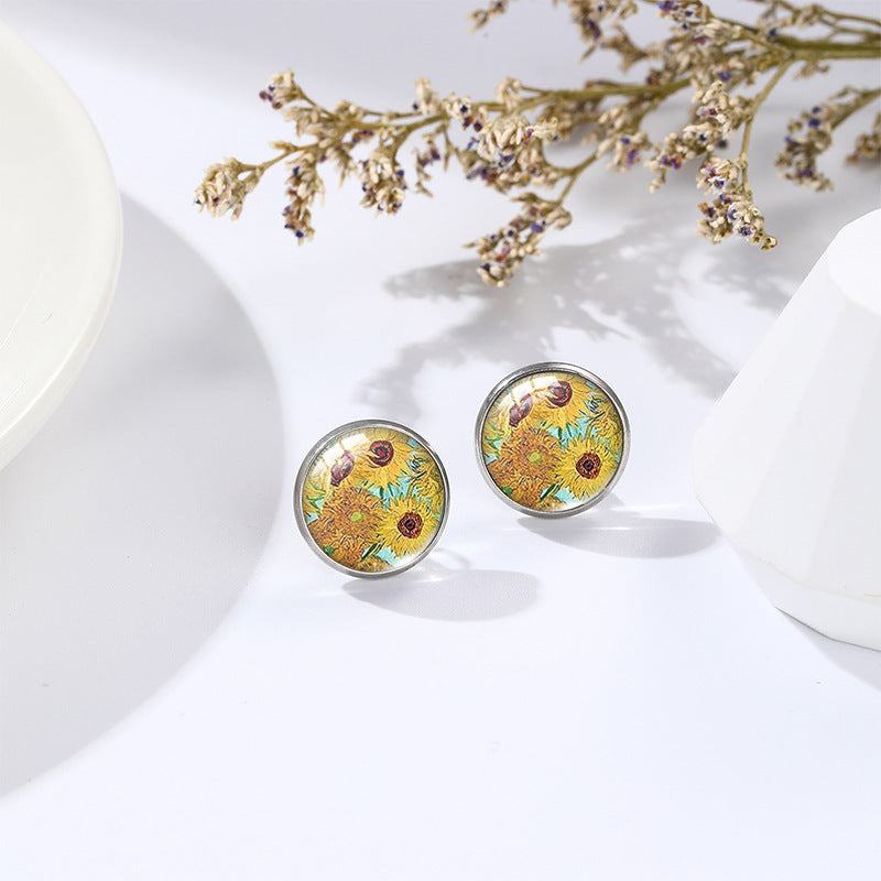 Van Gogh Oil Painting Stud Earrings