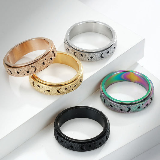 Hollow Star Moon Rotating Ring