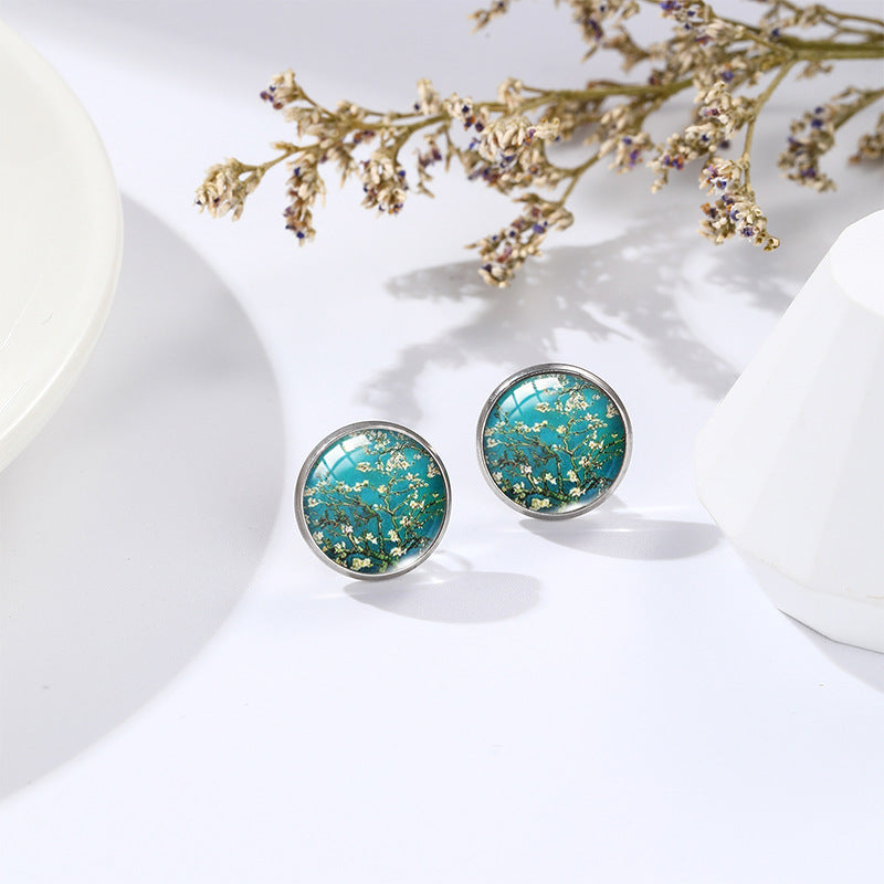 Van Gogh Oil Painting Stud Earrings