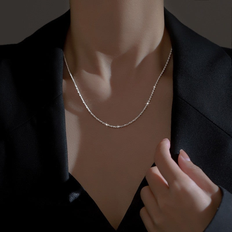 Luxury S925 Silver Sparkling Moon Necklace