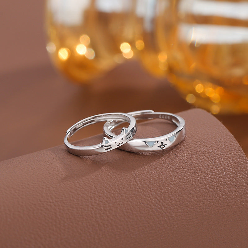 Luminous Cat and Dog Couple Ring