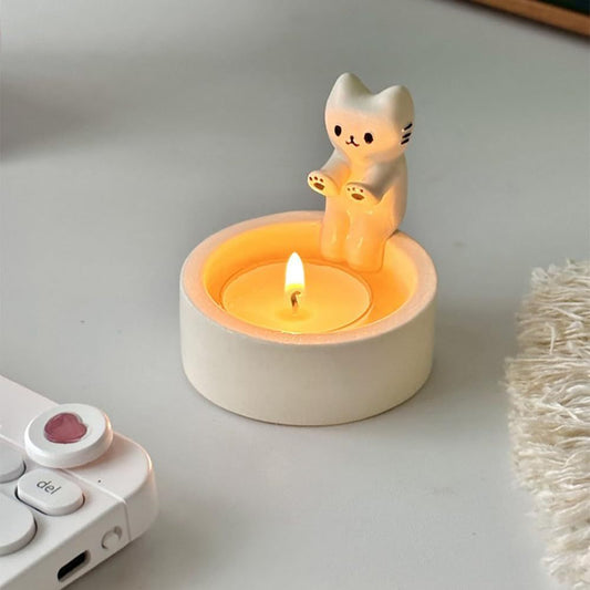 Cartoon Kitten Candle Holder (Candle Not Included)