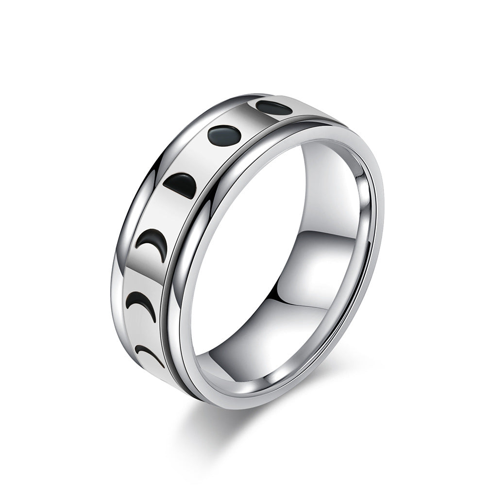 Rotatable Solar Eclipse Titanium Steel Ring