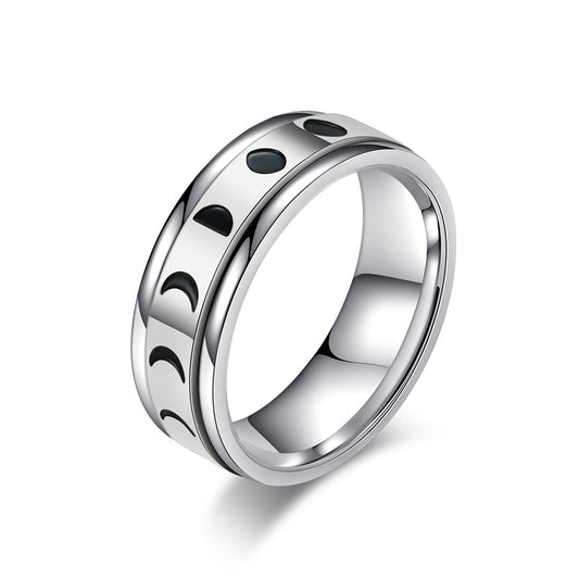 Rotatable Solar Eclipse Titanium Steel Ring