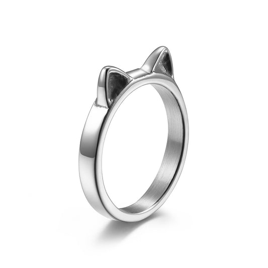 Cute Cat Ears Titanium Steel Ring