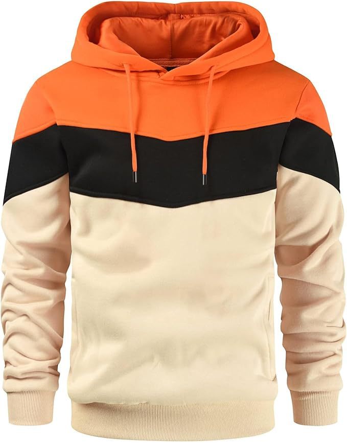 Men's Color Block Casual Sports Hoodie Top