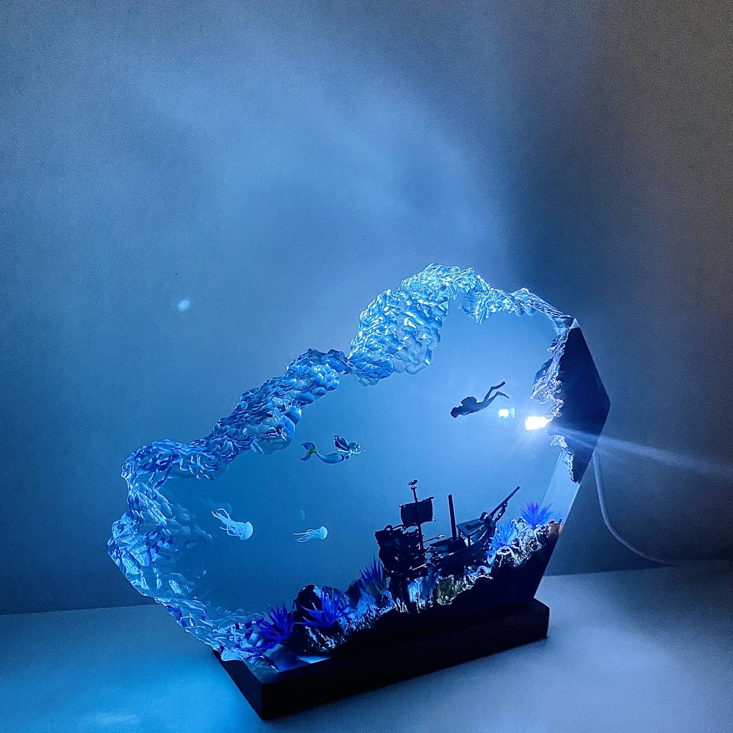 Mermaid Resin Night Light Decor