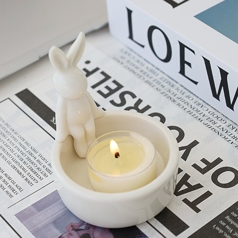 Cartoon Rabbit Candlestick Ornament