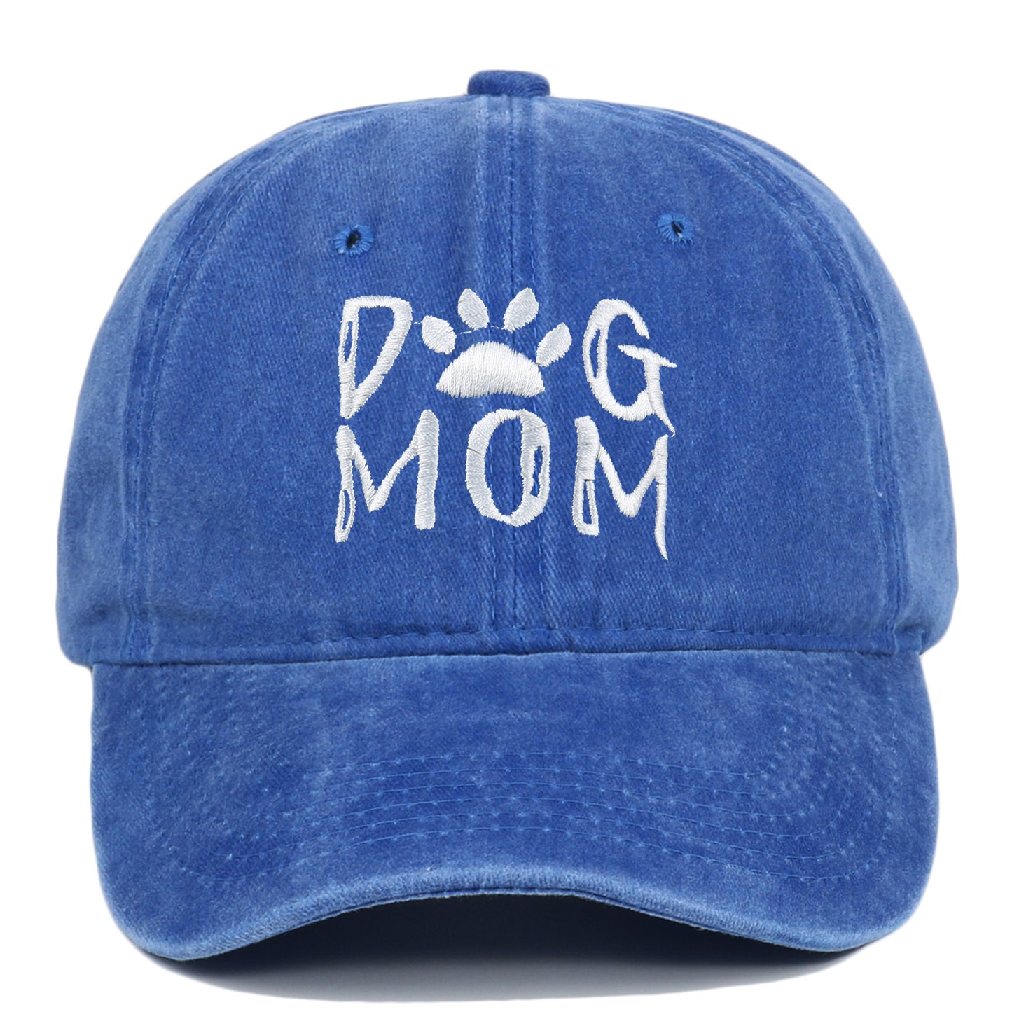DOG MOM Embroidered Washed Baseball Cap